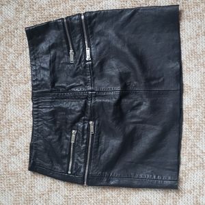Zara real leather mini skirt w/ zippers